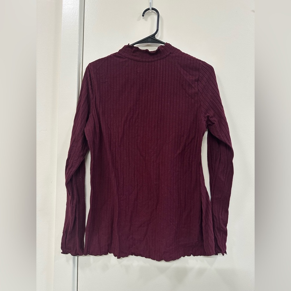 Papaya Maroon Ribbed Blouse